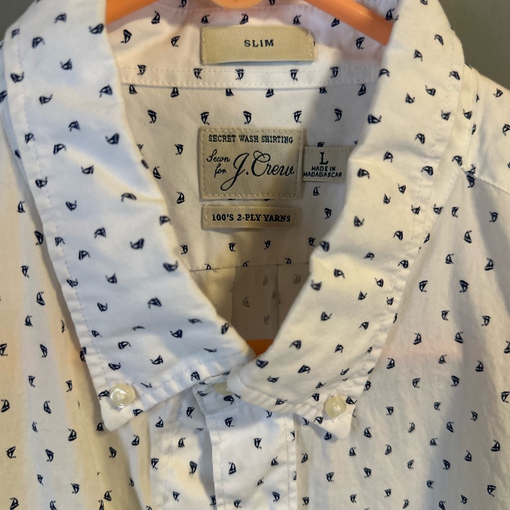 J. Crew White Casual Button Down Shirt with Pointed Collar